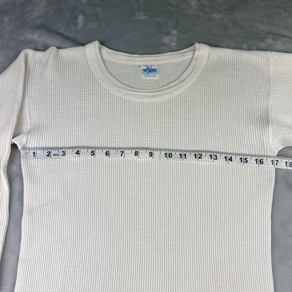 Vintage 50s 60s Thermal Shirt Mr. Walker Men’s Large White Long Sleeve USA Slim - Image 3 of 4
