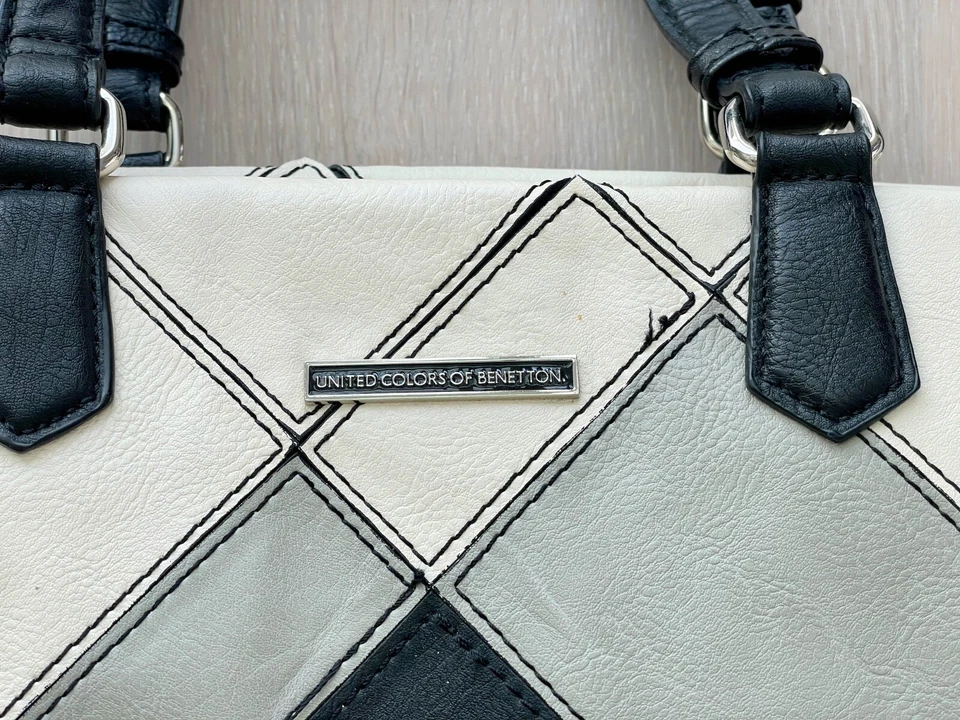 United Colors of Benetton Vintage Shoulder Bag, Small Holdall Bag, Patchwork Bag - Image 3 of 4