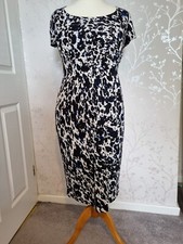 Planet Size 10 Dress Animal Print Black Blue Cream Lined Party Evening
