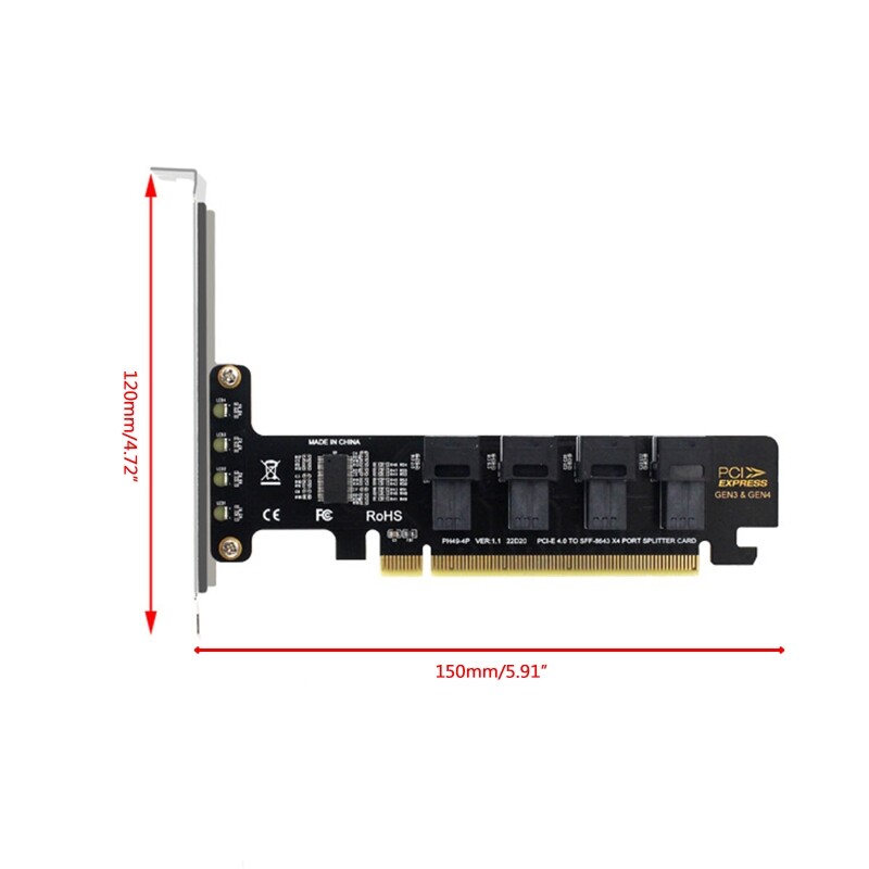 Scheda Di Espansione PCIe 4.0 U.2, Da PCIe X16 A 4 NVMe U.2 SSD Con Splitter SFF-8643