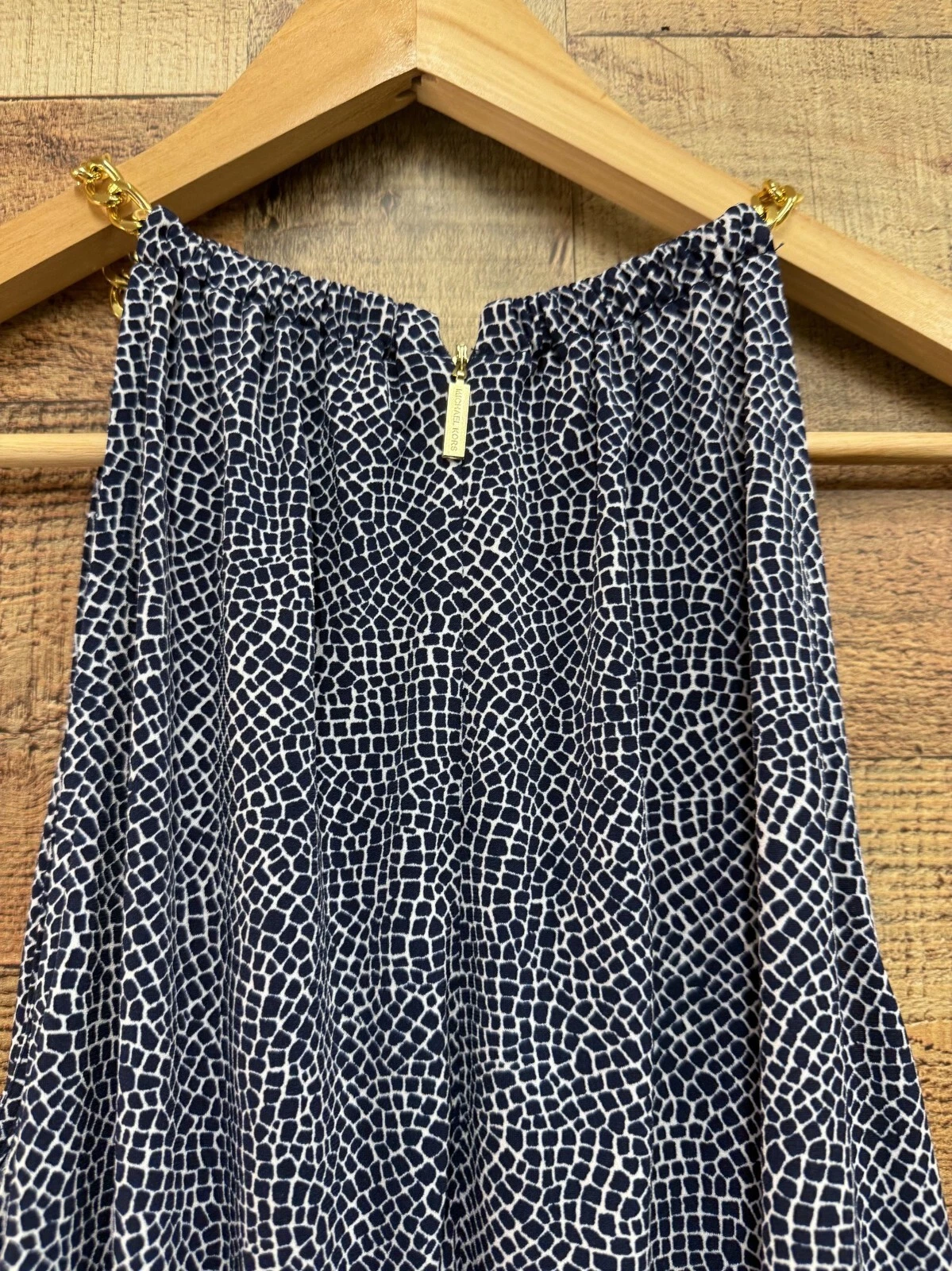 Abito donna smanicato Michael Michael Kors blu navy e bianco catena reggicalze XL