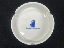 Vintage RITZ CARLTON HOTEL Ashtray White w/ Blue Logo