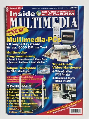 Inside Multimedia Tronic Verlag 8/94 August 1994 ohne CD In'side PC Caligari