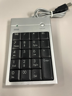 Sanwa NT-8UH2SV - Numeric Keypad 2-Port USB Silver Pad Num-Lock - Used Working