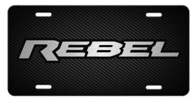 REBEL on Simulated Carbon fiber Aluminum License Plate Tag NEW PREMIUM QUALITY!