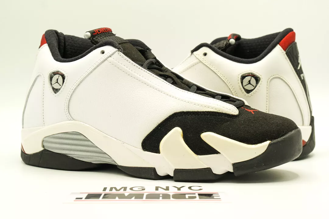 AIR JORDAN 14 RETRO GS NEW SIZE 6.5Y BLACK TOE WHITE BLACK RED SILVER  654963 102