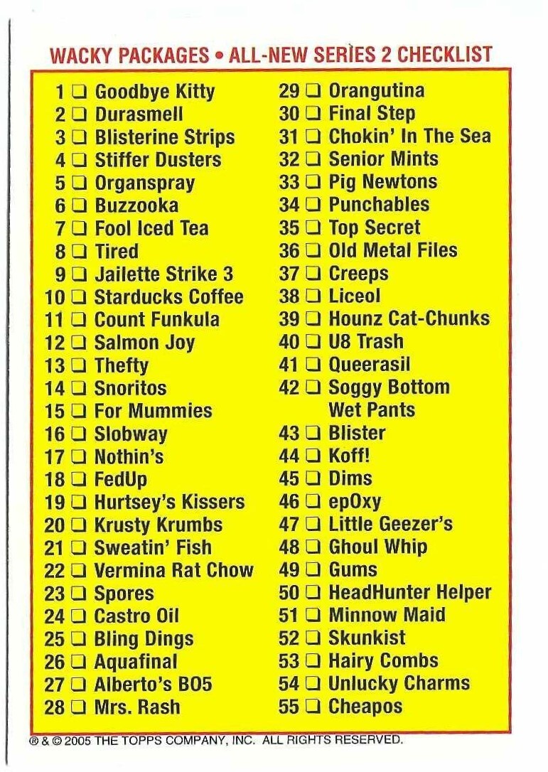2005 TOPPS WACKY PACKAGES SERIES 2 CARD 20 KRUSTY KRUMBS CHECKLIST