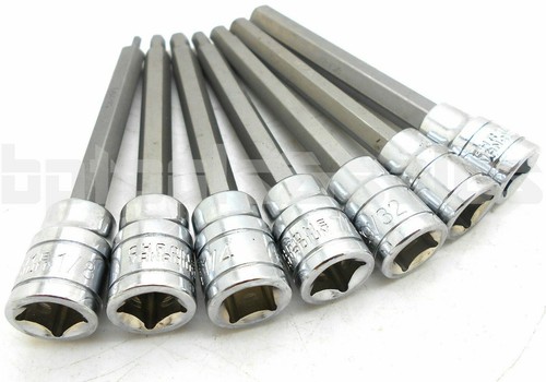 New Heavy Duty 7 PC 1/8"-3/8" Extra Long Shank Bit Drive Socket Set Hex Allen - Picture 2 of 2