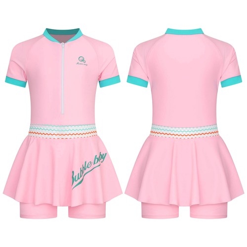 Girls Swimwear UPF 50+ Rash Guard Sport Swimsuit Jumpsuit Swimming Skirted Pool - Picture 15 of 22