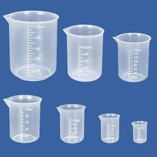7 Sizes Plastic Graduated Cylinder and Plastic Beakers Set, Beakers 10ml 25ml 50