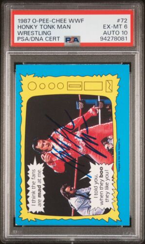 HONKY TONK MAN PSA 6 AUTO 10 1987 WWF O-PEE-CHEE Jimmy Hart RC POP 1 None Higher - Picture 3 of 5