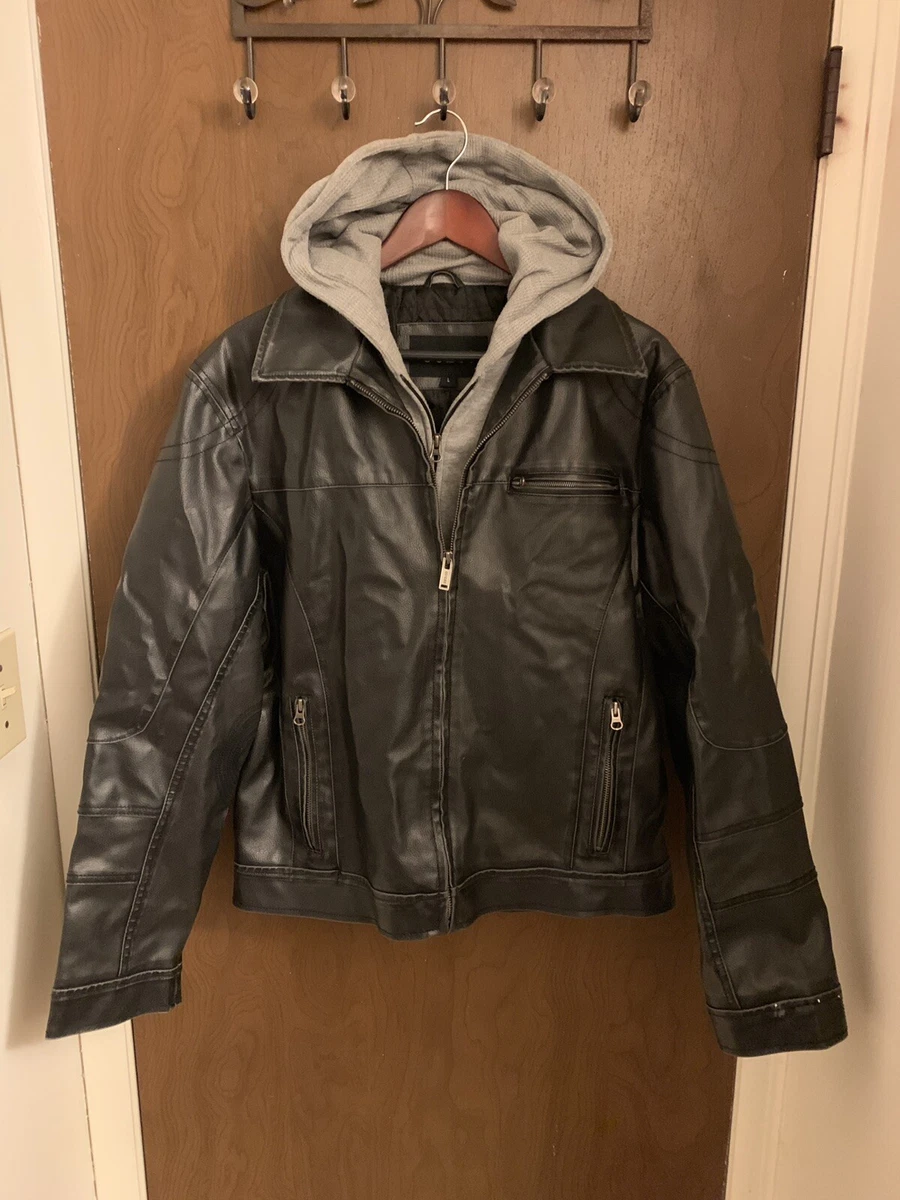 Guess women's leather top jacket with hood