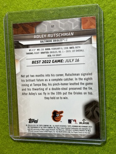 Adley Rutschman BOWMAN ROOKIE CARD Jersey #35 Orioles 2023 Topps Bowmans Best RC - Picture 24 of 24
