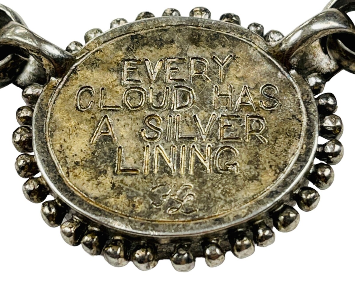 Rare Vintage Signed KARL LAGERFELD Angel Cherub Silver Tone Necklace 20