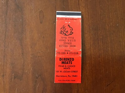 Vintage DI RENZO MEATS  Norristown PA. Matchbook Cover