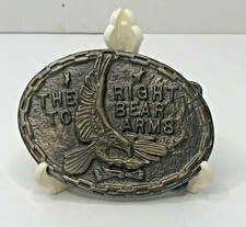 THE RIGHT TO BEAR ARMS VINTAGE METAL BELT BUCKLE 2nd AMENDMENT FREEDOM USA