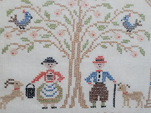 Vintage Antique Cross Stitch Needlework Sampler Framed - Picture 6 of 12