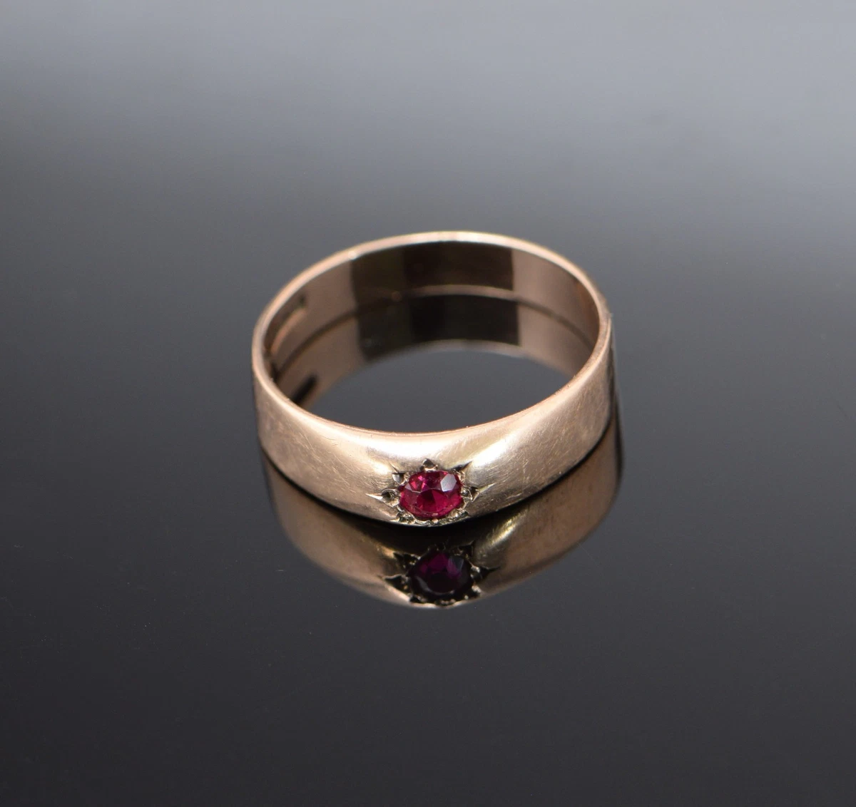 Juego de banda de rub de oro rosa 8K para hombre alrededor de 1910 talla 8 25