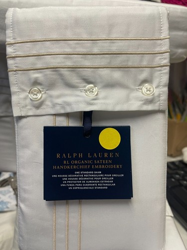 Ralph Lauren Organic Handkerchief Sham Size Standard Color Coastal Sand New - Picture 3 of 3