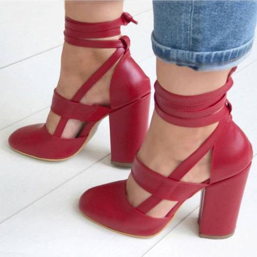 Damen Geschlossene Zehe Riemchen Sandalen Hohe Blockabsatz Party Schuhe Pumps Übergröße - Bild 13 von 16