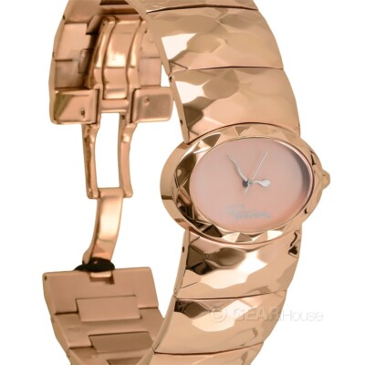 roberto cavalli レディース腕時計 Roberto Cavalli Womens Faceted Watch, Silver Oval Dial