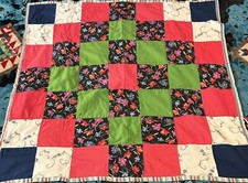 Colorful Patchwork Homemade Baby Quilt 35 X 35