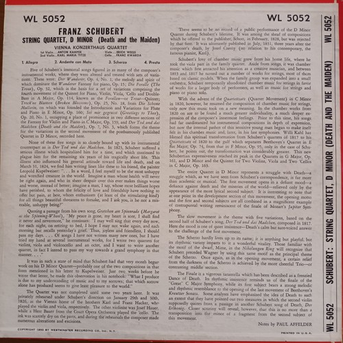 WESTMINSTER WL 50-52 *RED/SILVER* SCHUBERT QTET *VIENNA KONZERTHAUS QT* EX+ - Picture 2 of 8