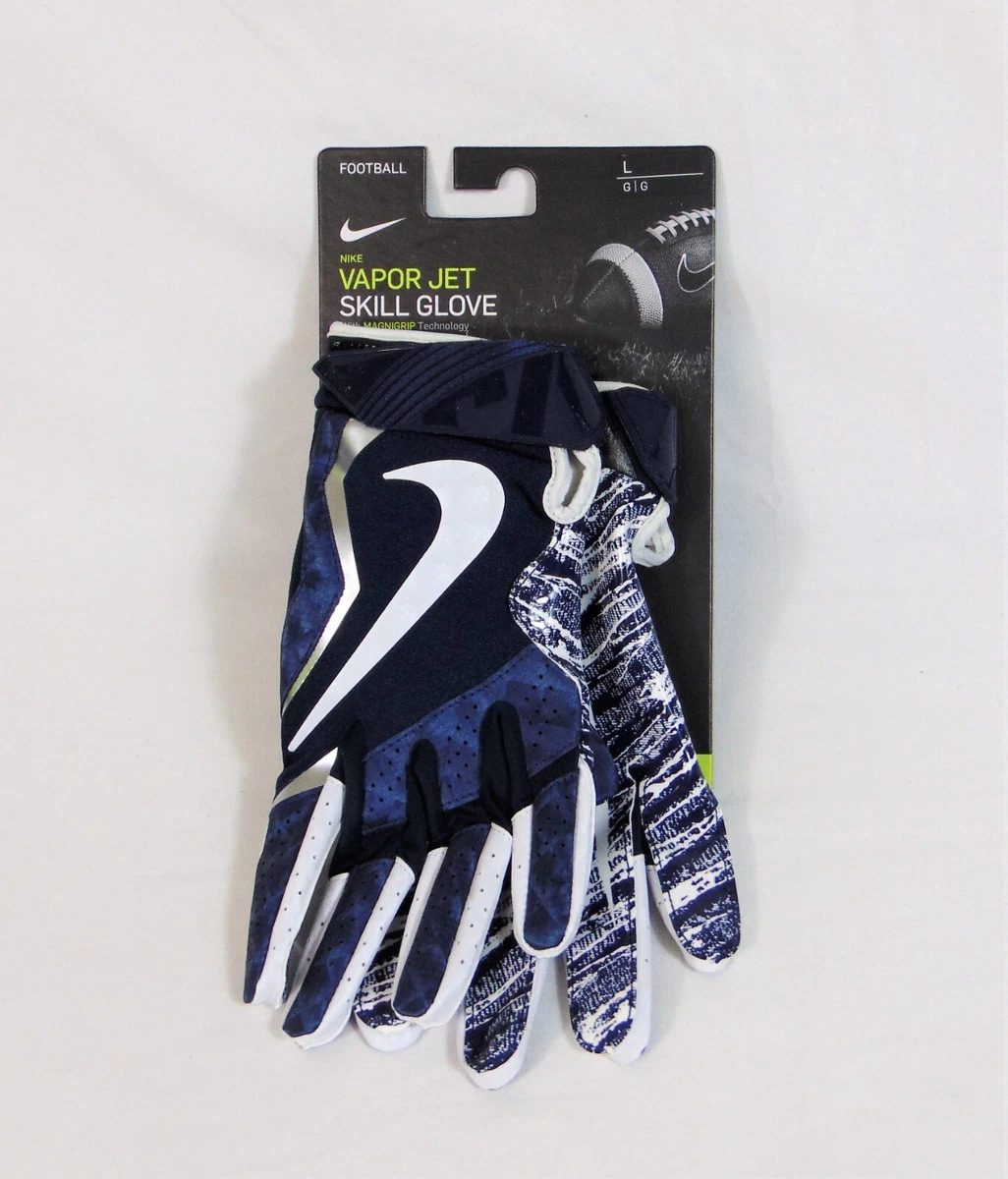 Nike Vapor Jet Navy Blue Receiver Football Skill Gloves Sz L NEW NFG02432LG RARE