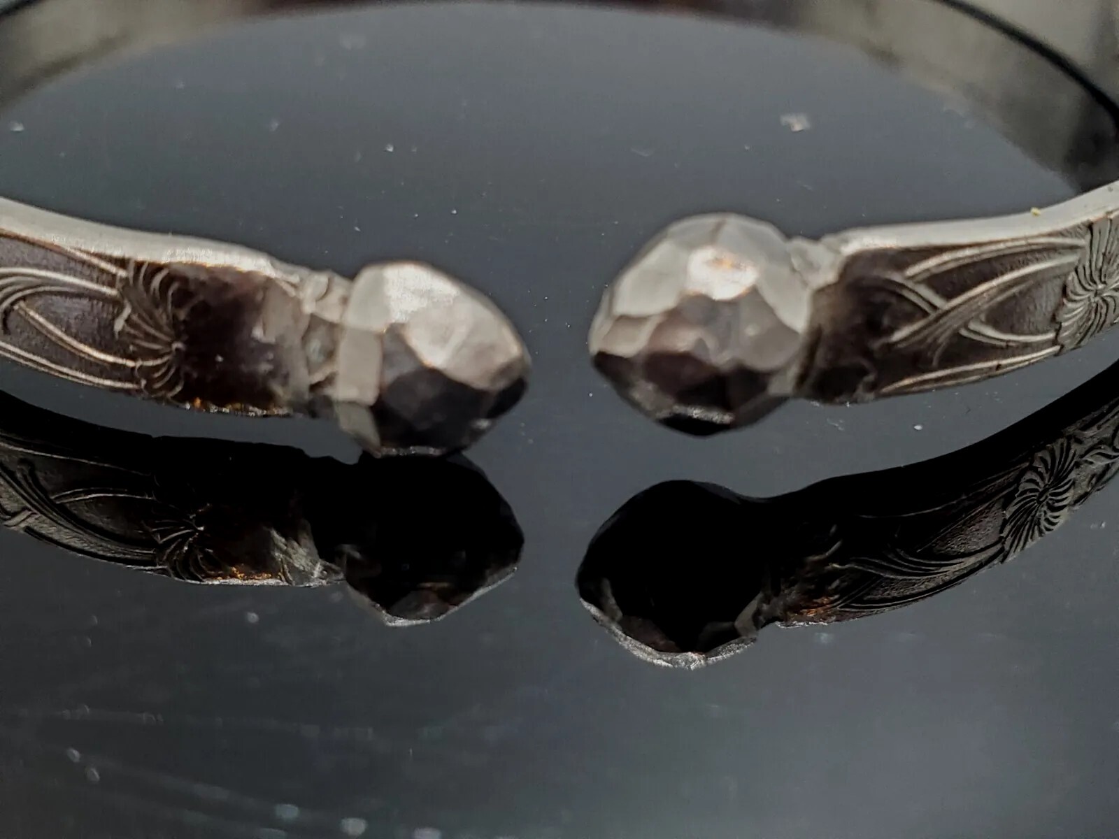 Vintage Sterling Solid Silver Bangle Bracelet Han… - image 4