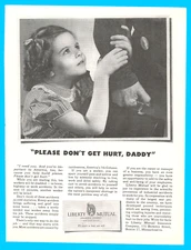 1945 Don't hurt Daddy little girl WWII print ad so sad war military soldier