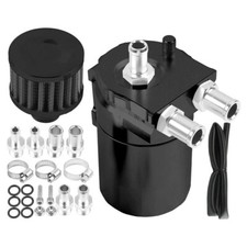 Universal 300ml 2 Port Oil Catch Can Kit Baffled Reservoir Tank Aluminum&Filter