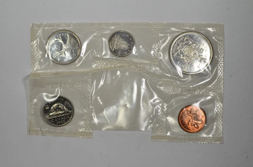 1965 Canada Proof Like Coins 1C 5C 10C 25C 50C in Mint Cellophane