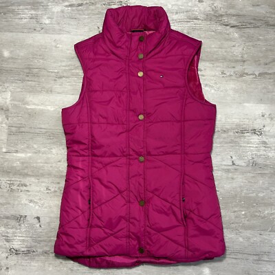 Tommy Hilfiger Vest Women's Magenta Down Filled Puffer Vest Size