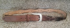 VTG 1995 JUSTIN Men's Brown Concho Leather  HIDE Belt Size 40 Made In USA 925BD