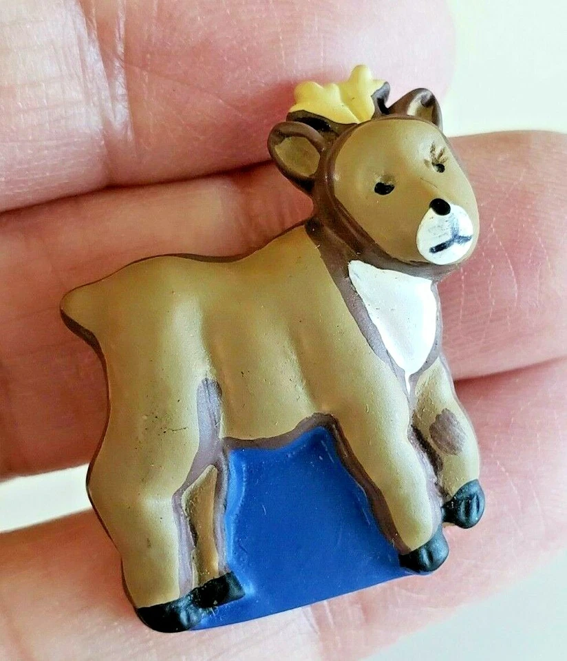 Pin de corbata de solapa de resina de reno ciervo Buck vintage 1-3/16" Foto 2 de 4