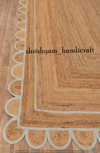 Beautiful Scalloped Natural Rug Indian Handwoven Rug Jute Rug Rug Area Rag Rugs - Picture 6 of 6