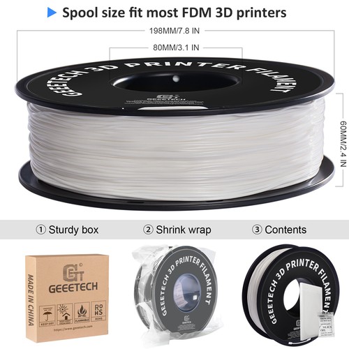 1KG/Roll TPU White Geeetech 3D Printer Filament 1.75mm Flexible Consommables US - Photo 7/7
