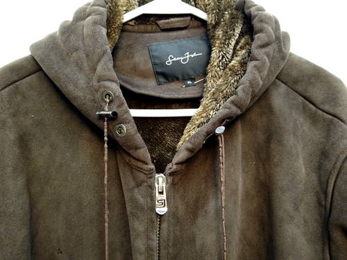 SEAN JOHN Brown Suede Jacket, Faux Fur lining, Hooded, SZ XL, - Picture 4 of 8