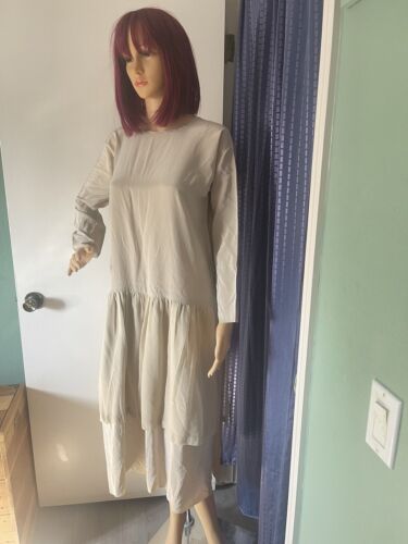 Vestido 100% seda vintage beige talla S-M - Imagen 2 de 11