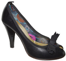 MARC JACOBS SIZE 5.5 M 36 DARK METALLIC GRAY FLORAL PLATFORM BOW PUMPS HEELS