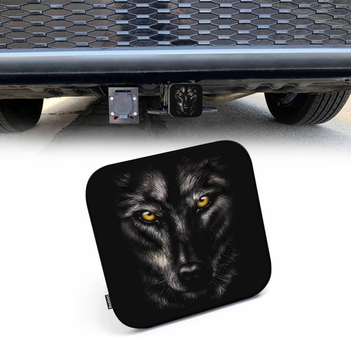Wolf Trailer Hitch Covers Black Wolf Head Heavy Duty Receiver Tube Cover 2 Inch, - Picture 9 of 12