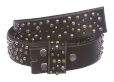  Inch Snap On Multi-rivet Studded Beveled Edged Full Grain Leather Belt Stra