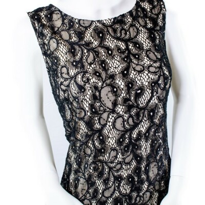 Nine West Champagne Black Lace Dress | eBay