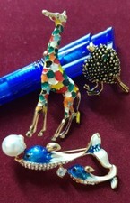 Fashion Animal Enamel Rhinestone Pearl  Brooch Pin