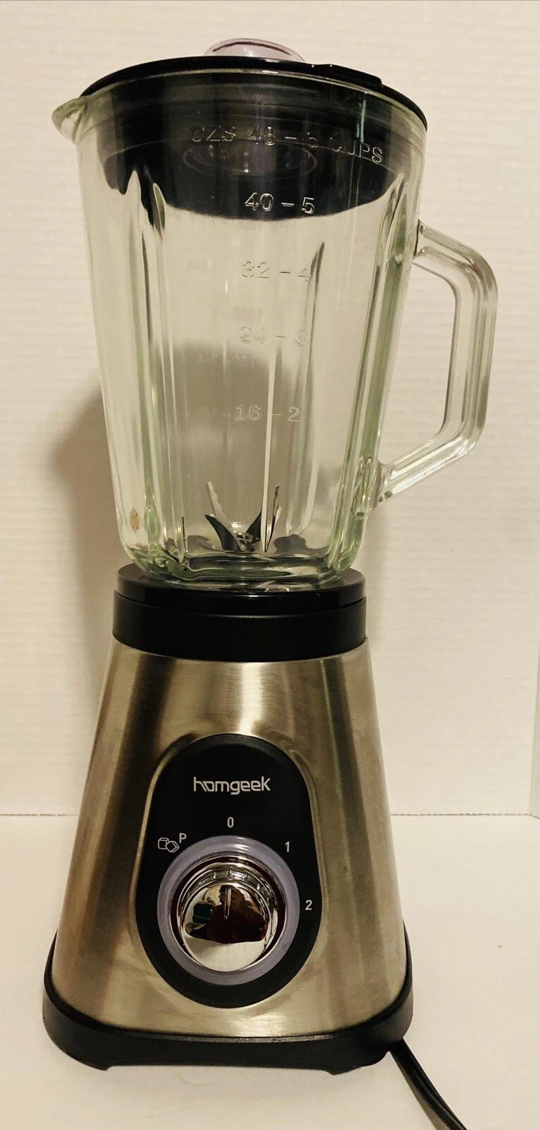 Homgeek HAT-9839DL High Speed Blender 2 Speeds Glass Jar Black Tested Works Good