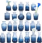 24Pcs Blue Glass Bud Vases Set, Small Vases for Flowers,Centerpieces at Parties