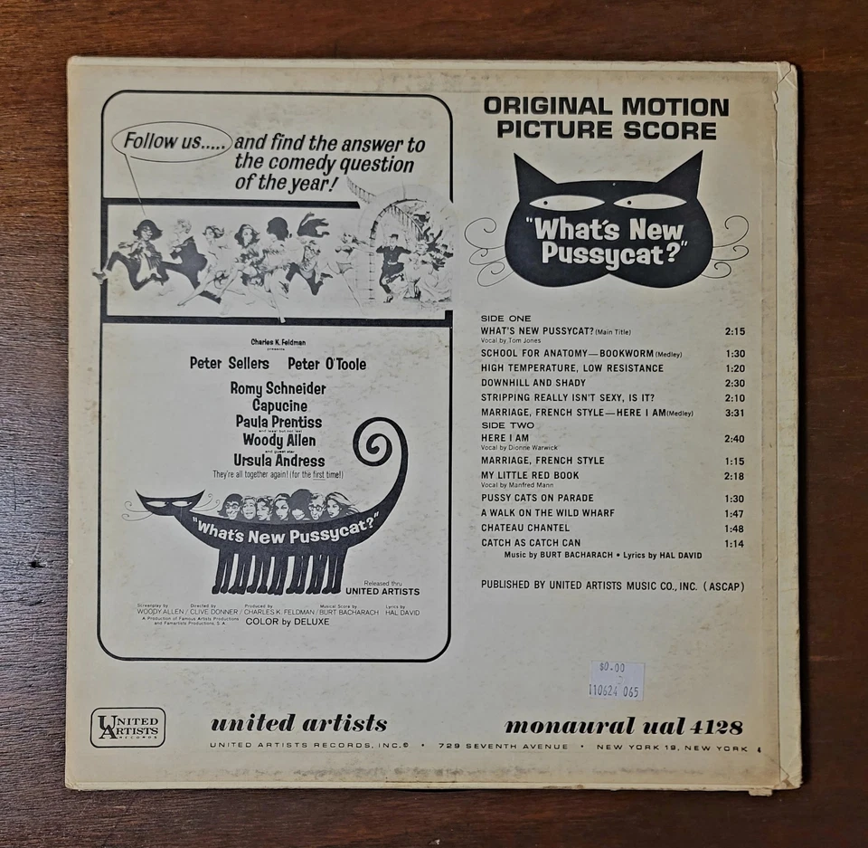 What's New, Pussycat? Original Soundtrack Vinyl Lp 1965 US Press UAL 4128 Mono  - Image 2 of 4