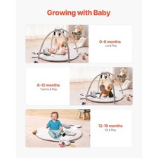 VEVOR Baby Play Gym Mat, Tummy Time Mat with 5 Sensory Toys, Baby Activity Mat w