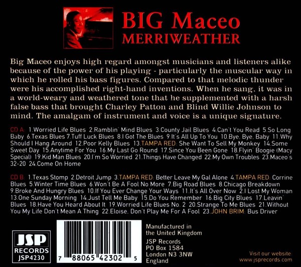 BIG MACEO MERRIWEATHER - POWER PIANO PLAYER: THE COMPLETE SIDES 1941-1950 * NEW