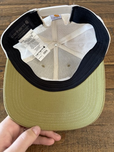 NUEVO SIN ETIQUETAS Carhartt Clásico Unisex Snapback Gorra de Camionero Sombrero Verde Blanco Malla Parche OS - Imagen 5 de 10